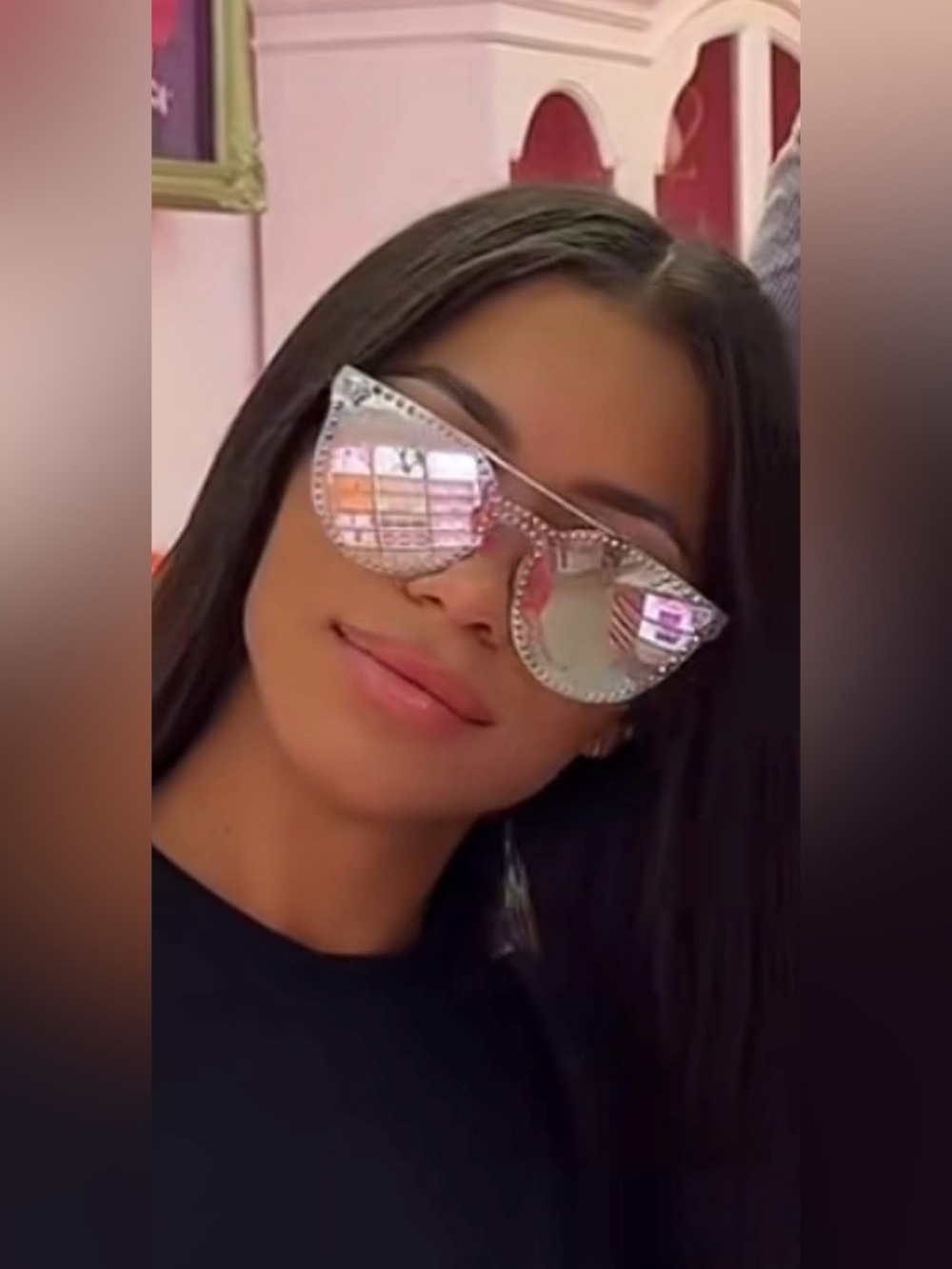 Versace Stud-Trim Rose Gold Sunglasses with Pink Mirrored Lenses - Picture 4 of 4